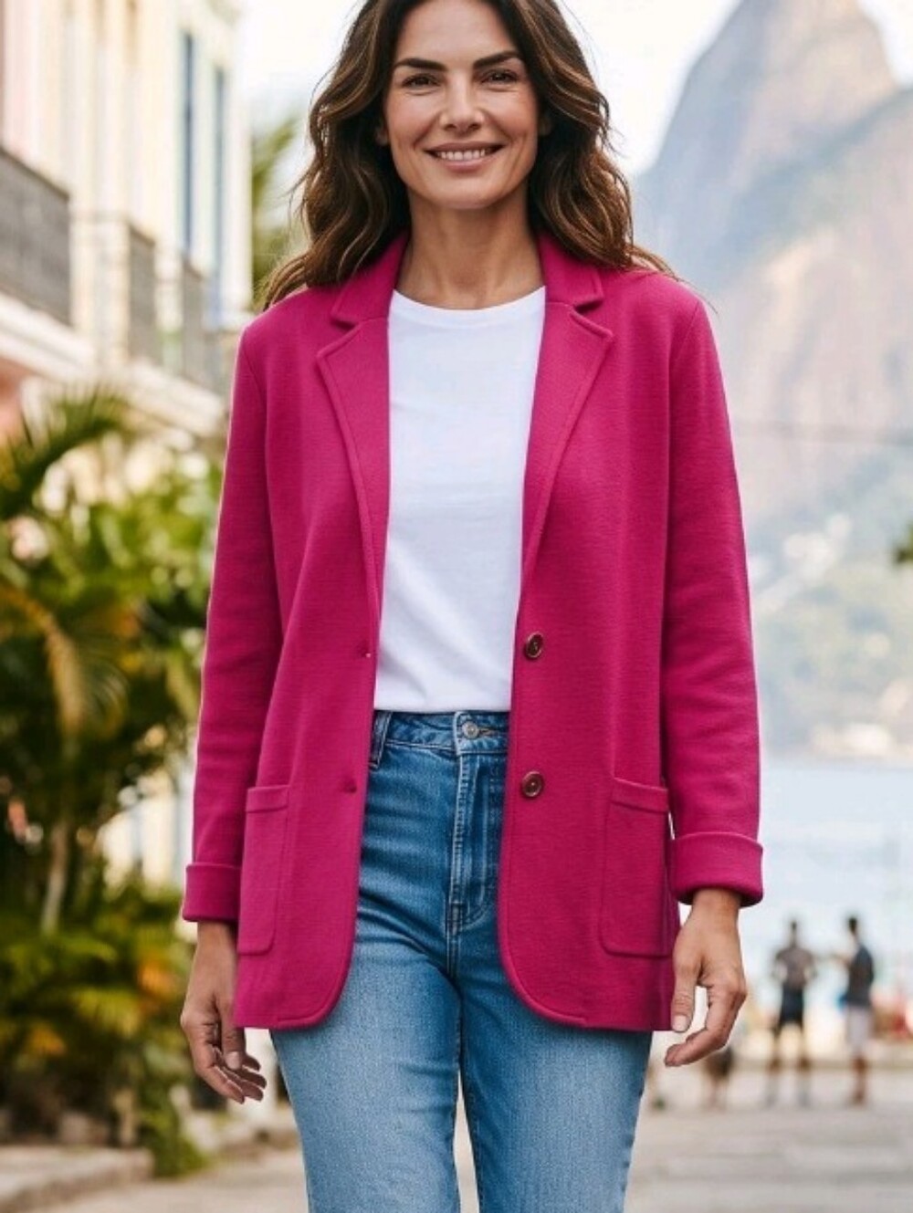 J Crew Sweater Blazer Pink Jacket Knit Cardigan Preppy Business Casual Travel
